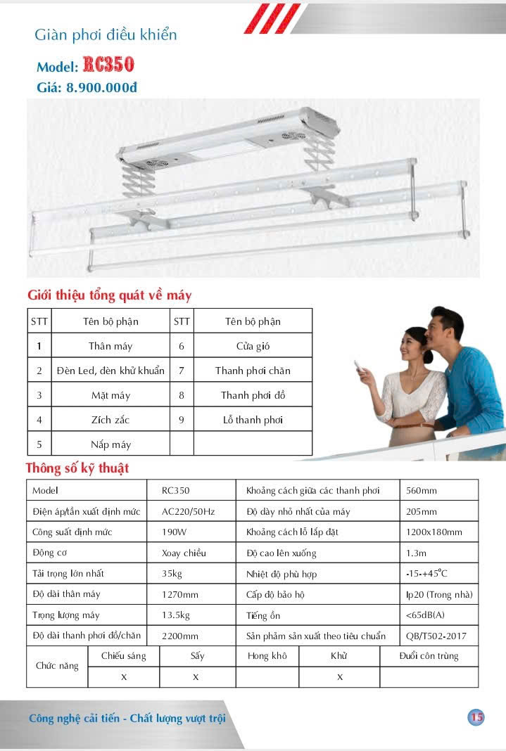 Giàn Phơi Điều Khiển Từ Xa RC350