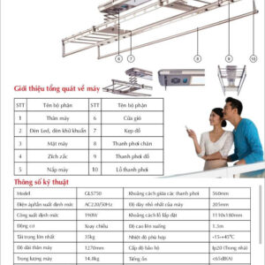 Giàn Phơi Điều Khiển Từ Xa GLP750 Màu Bạc