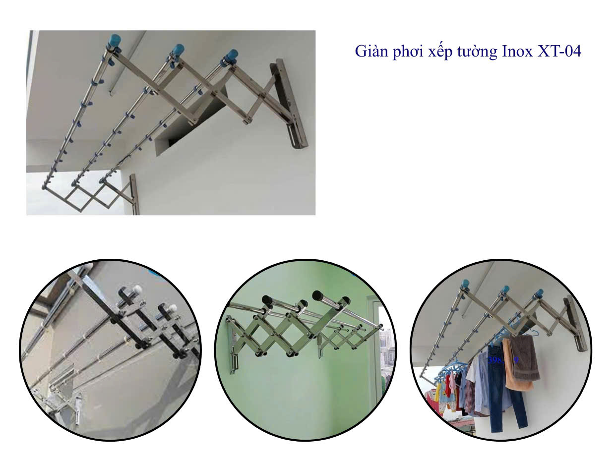 Giàn phơi xếp tường Inox XT-04